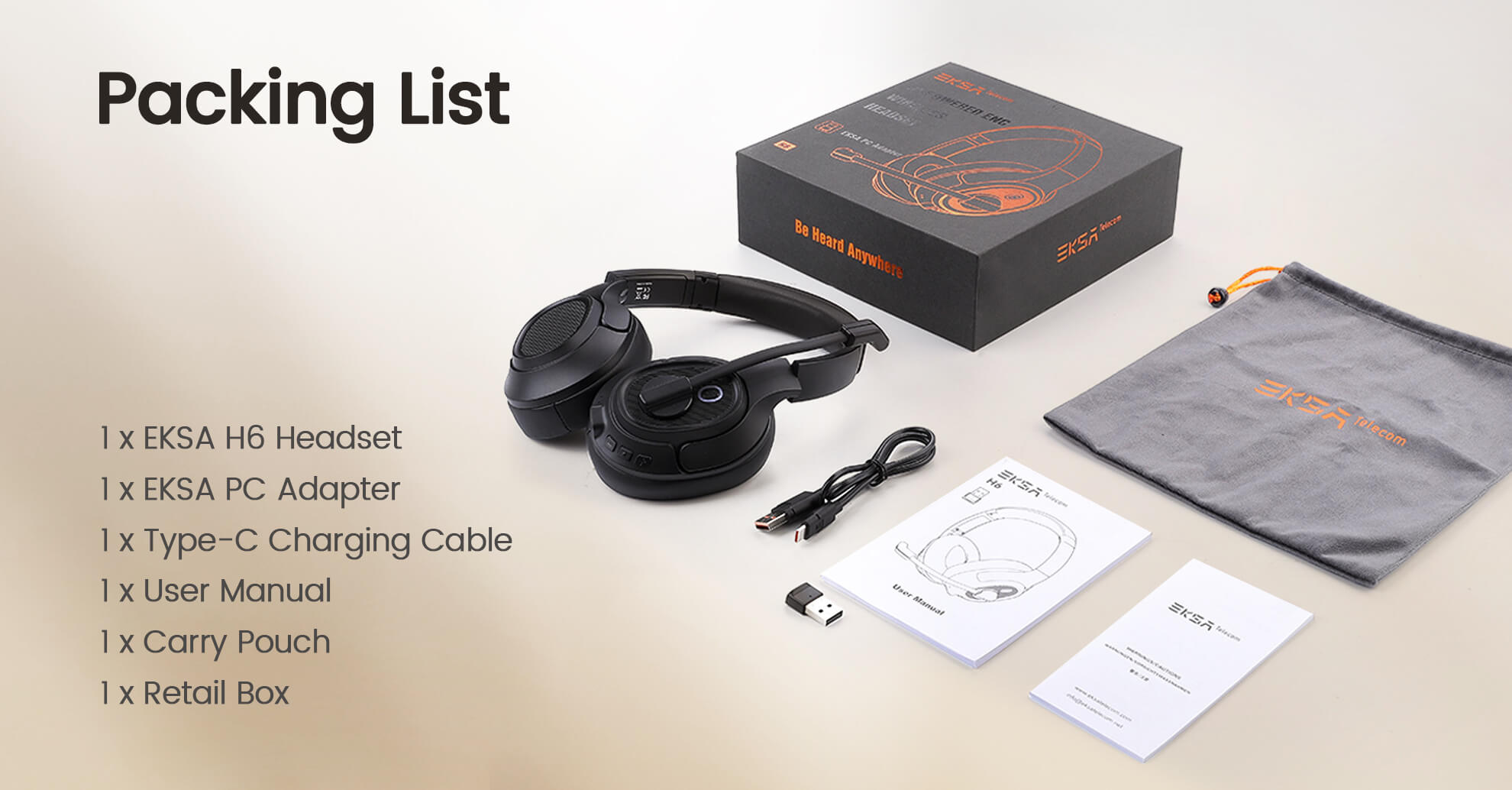 Packing List of H6 Wireless Bluetooth Headphone