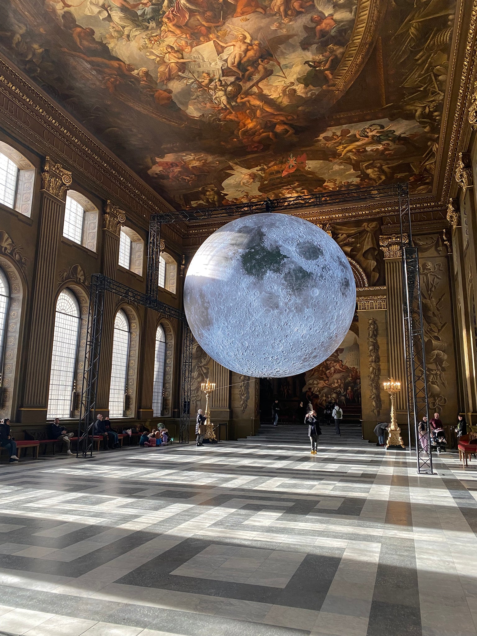 The moon hanging in the Painted Hall