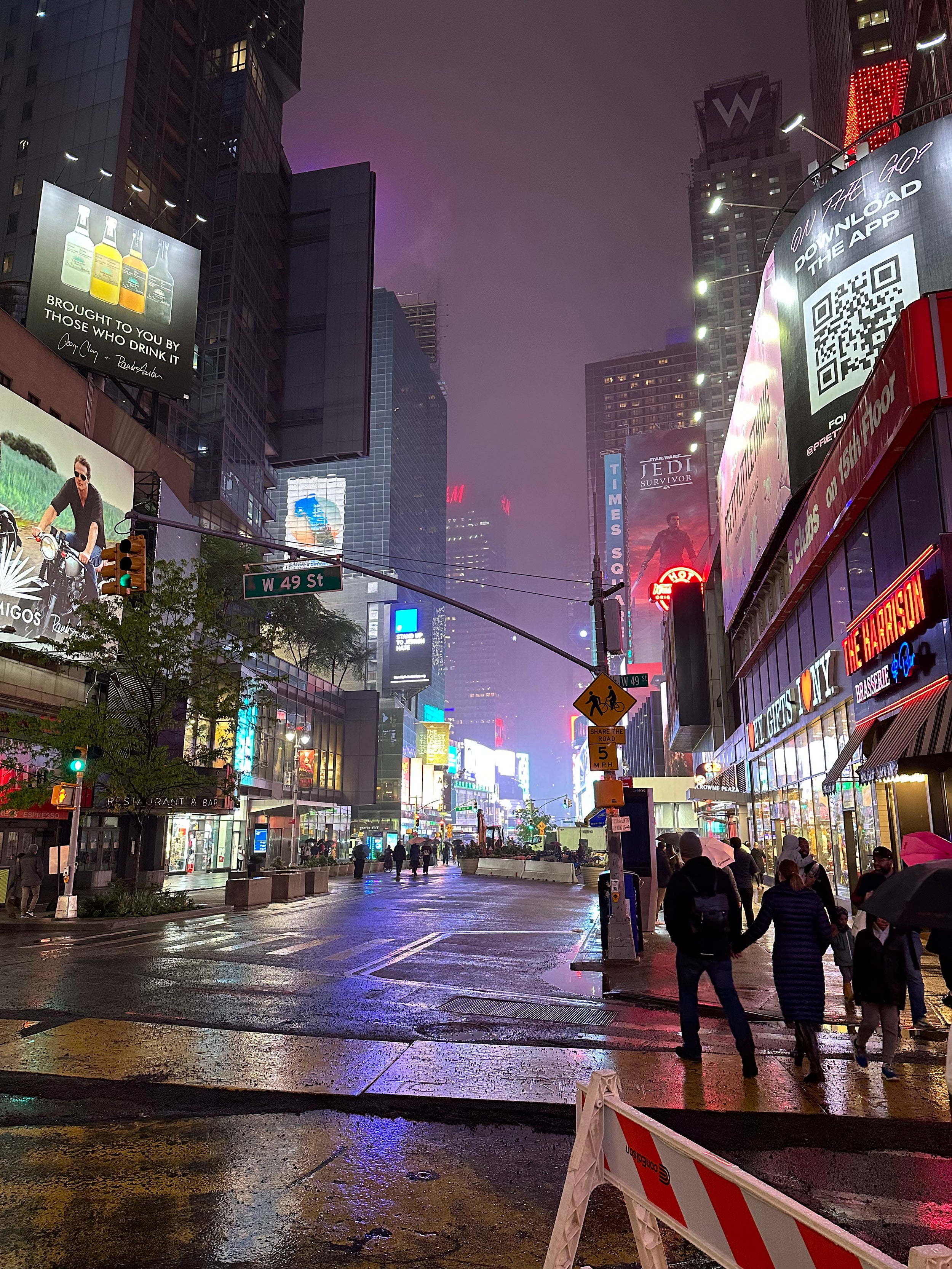 New York, near Times Square at night