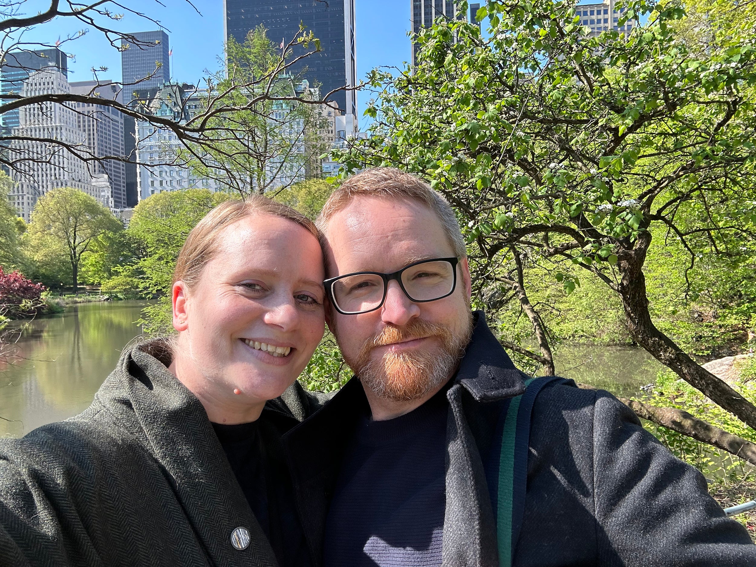 Emily and Chris photographed together in Central Park