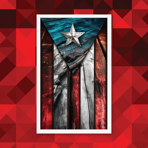 Bandera Madera Puerto Rico Sticker