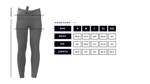 Tactica Leggings Sizing Chart on LovaMe Boutique