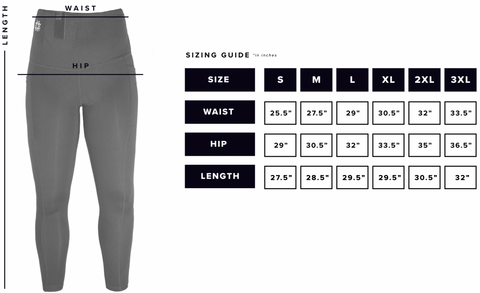 Tactica Leggings Sizing Chart on LovaMe Boutique