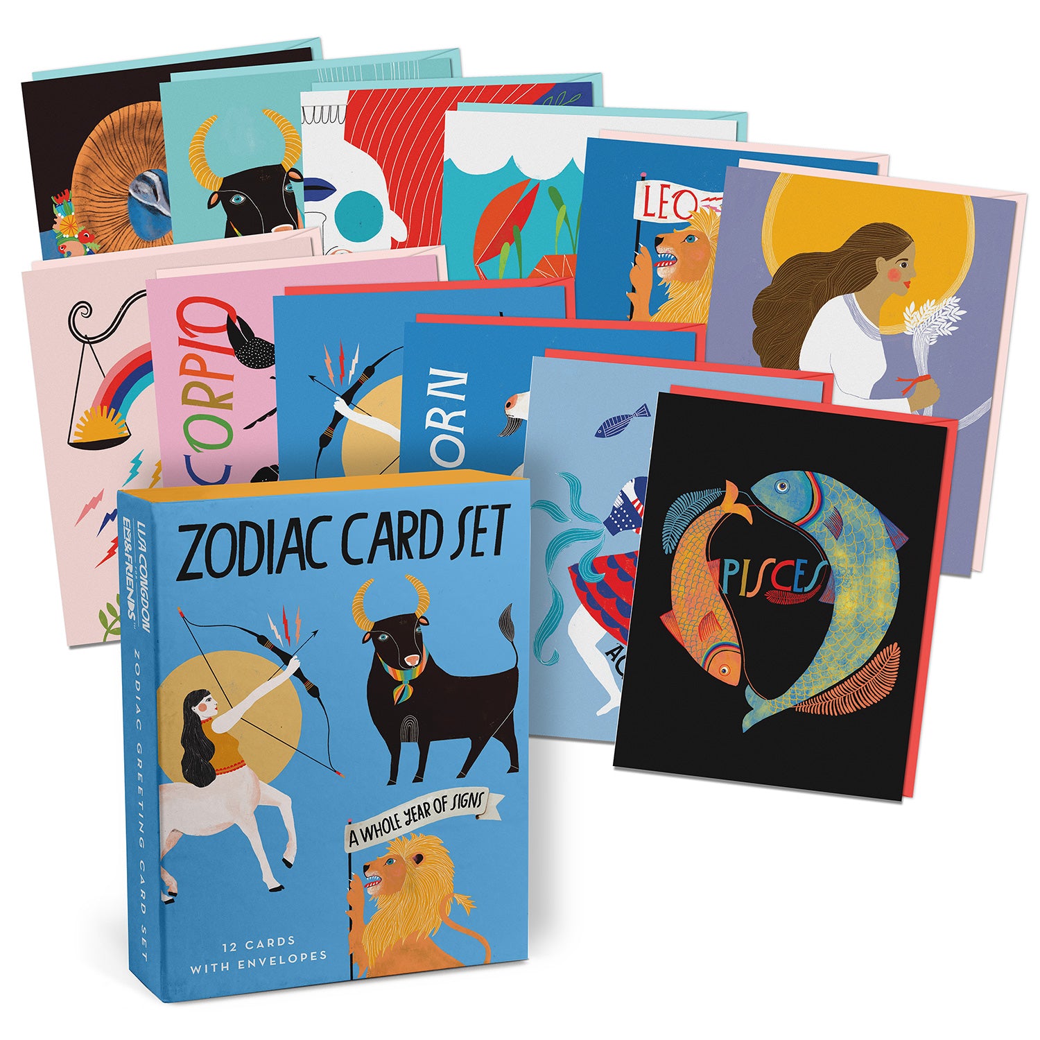 Zodiac Cards, Box Of 12 Assorted