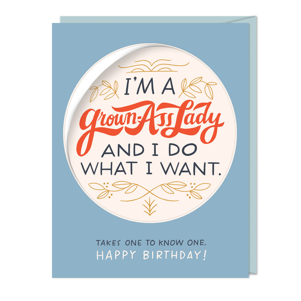 Im A Grown Ass Lady Birthday Sticker Card Happy Birthday Em And Friends