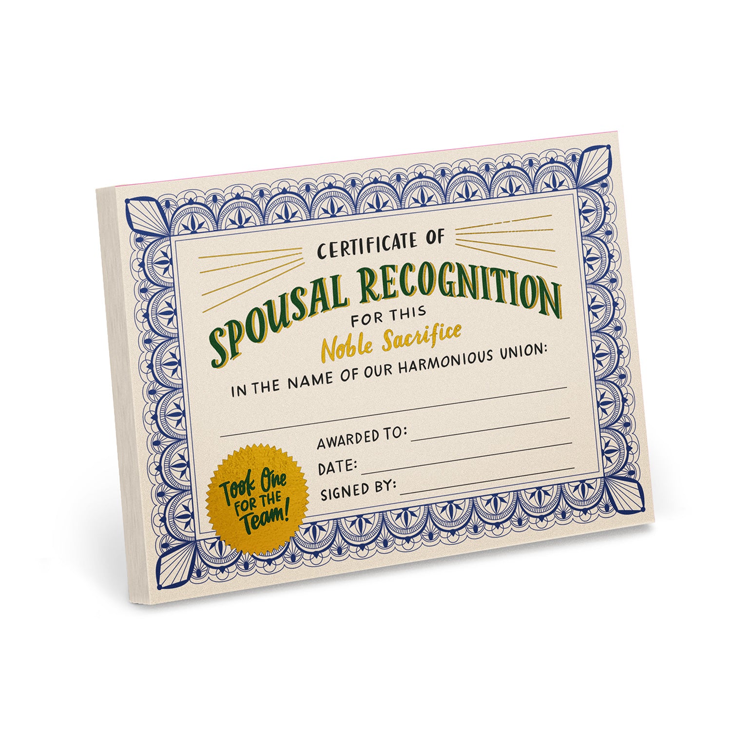 Spousal Recognition Certificate Pad (Refresh)