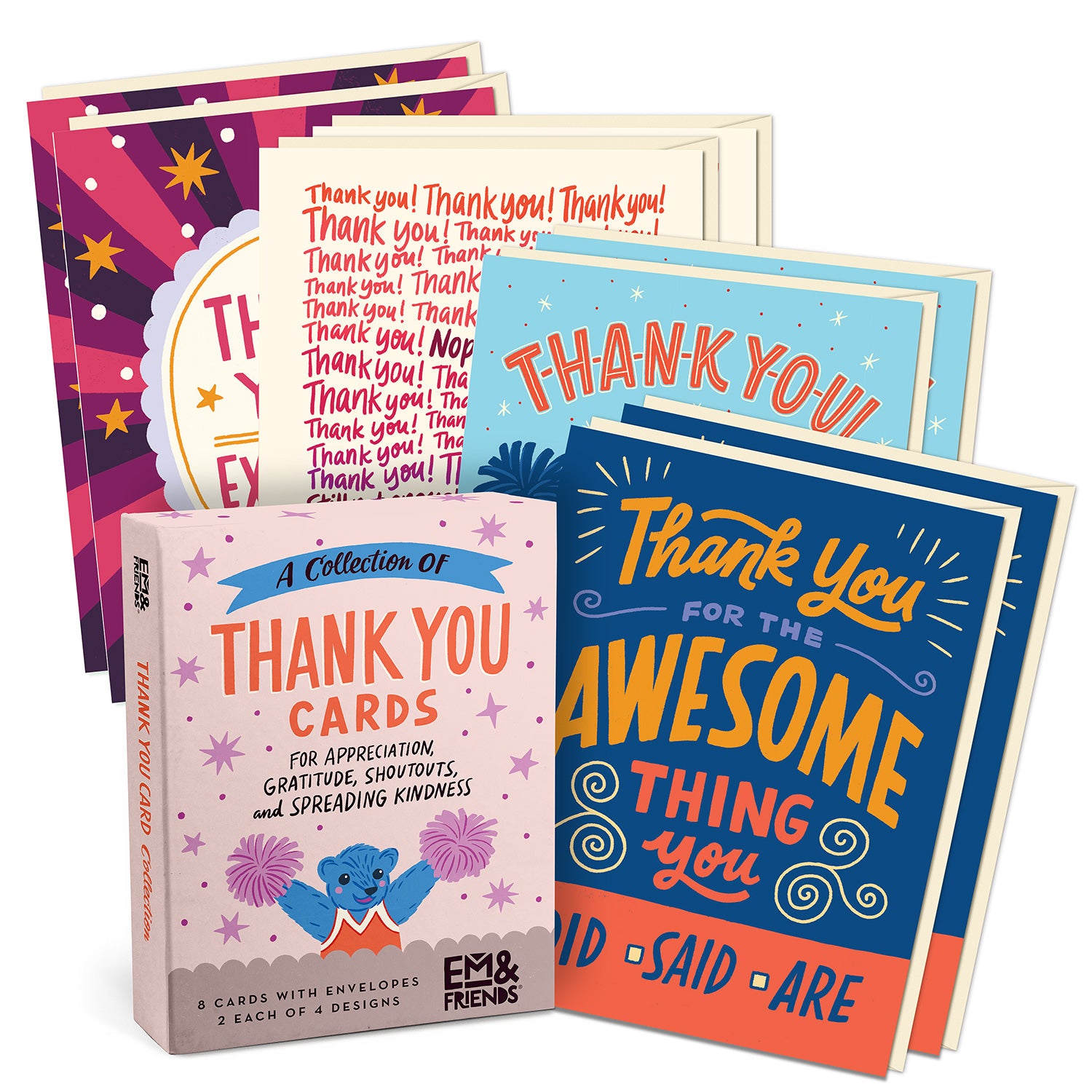 Thank You Cards, Box Of 8 Assorted