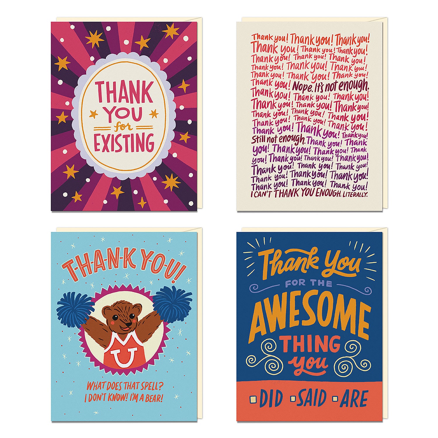 Thank You Cards, Box Of 8 Assorted