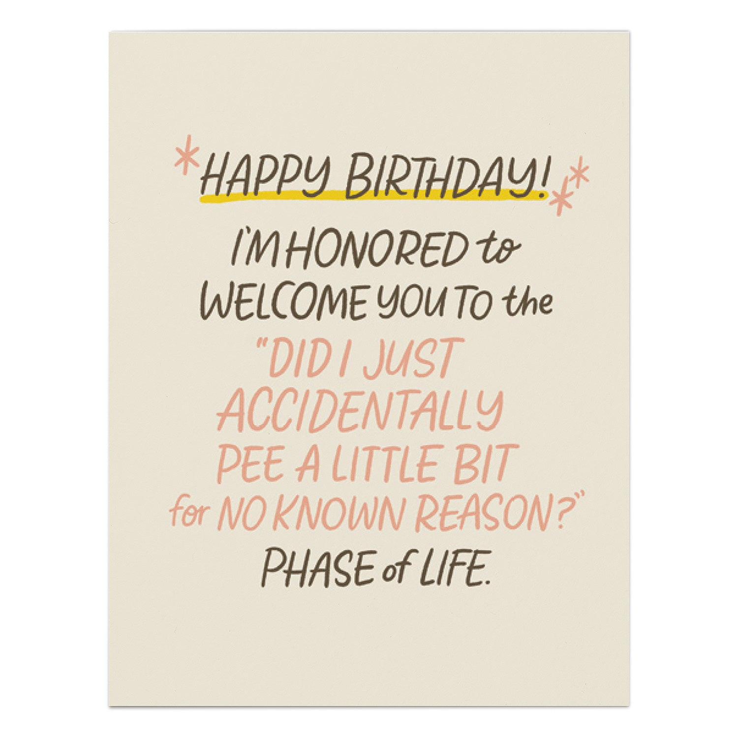 Accidentally Pee Years Old Birthday Card