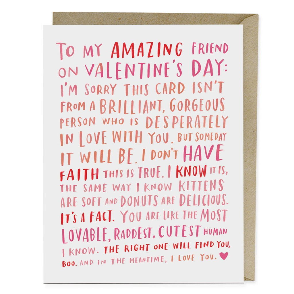 To My Amazing Single Friend Valentine's Day Card | Emily ...