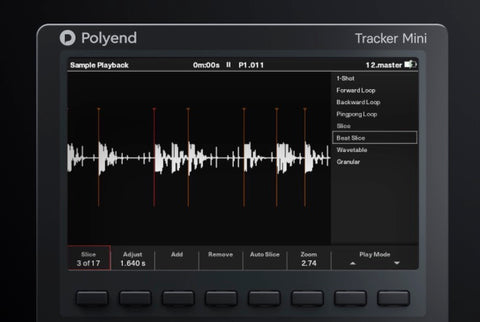 Polyend Tracker Mini, slicer.