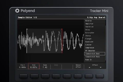 Polyend Tracker Mini, sample editor.