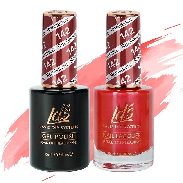 LDS Gel Nail Polish Duo - 142 Glitter Red Colors - Resilience