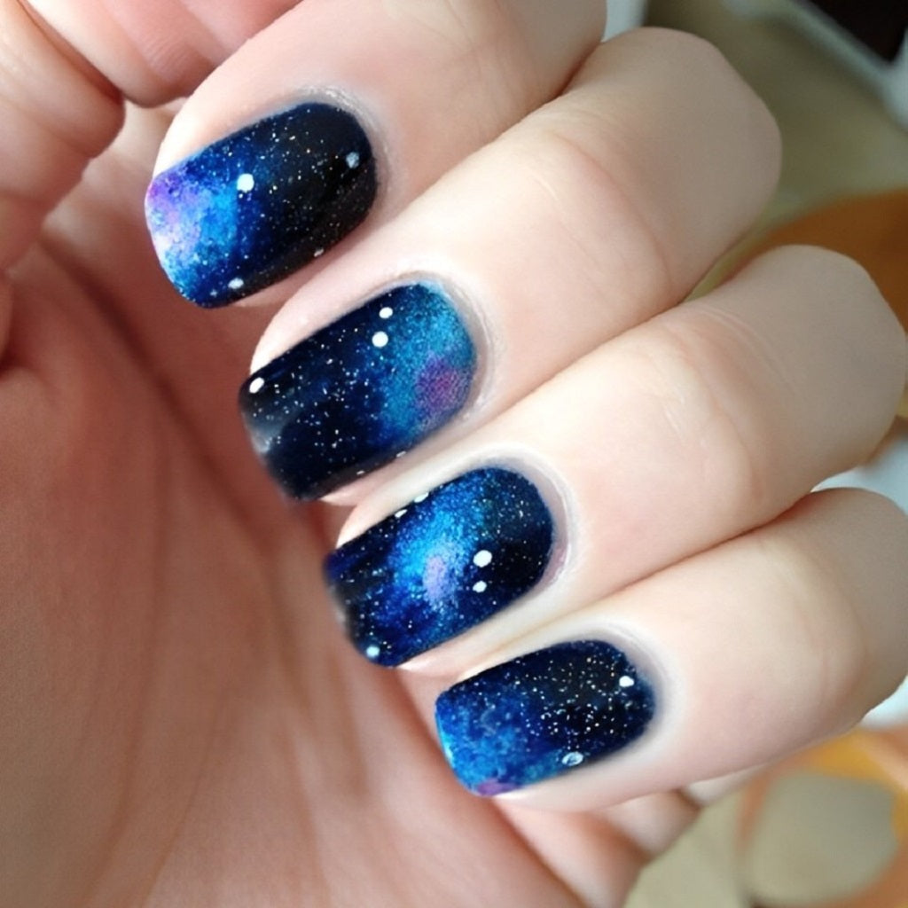 Galaxy Nails with a Sponge and a Toothpick