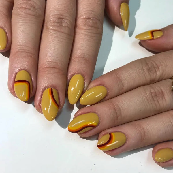 70s Stripes Fall Nails