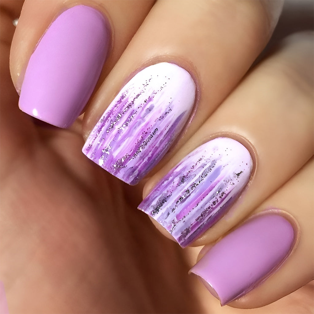 Abstract Lilac and Purple Nails