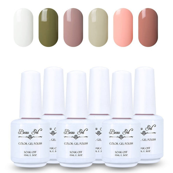 Beau Gel 6PCS Gel Soak off Varnish Nail Polish