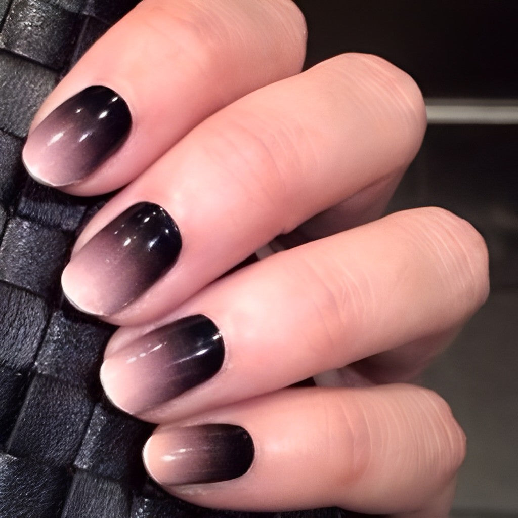 Black Ombre Nails with Sheer Tips