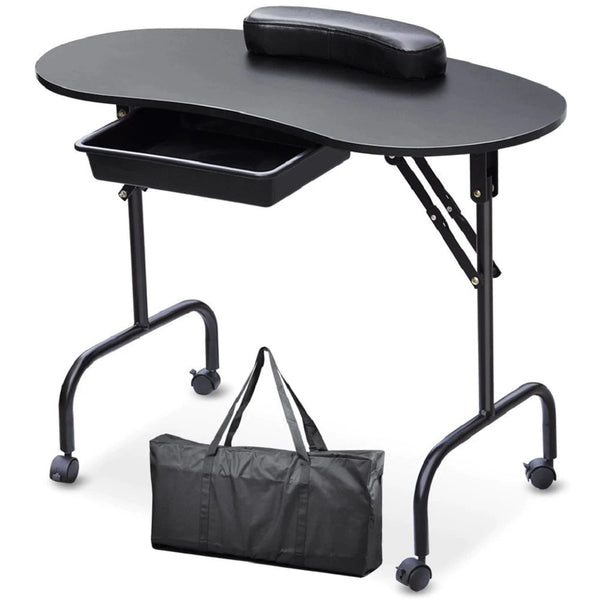 Cheapest on small/portable table: Giantex Portable Manicure Nail Table Station Desk (Brush Black)