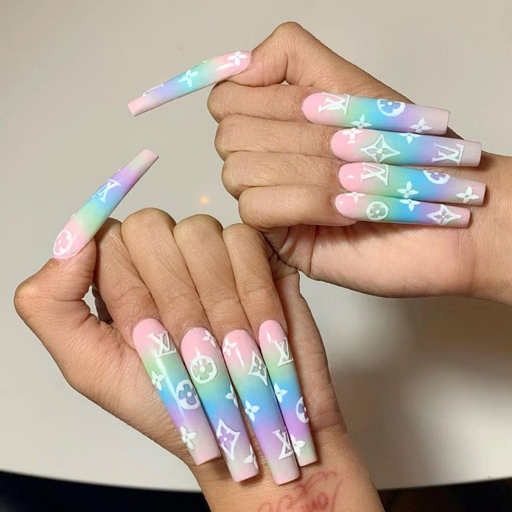 Cardi B’s Rainbow Ombre Pastel Vuitton Nails