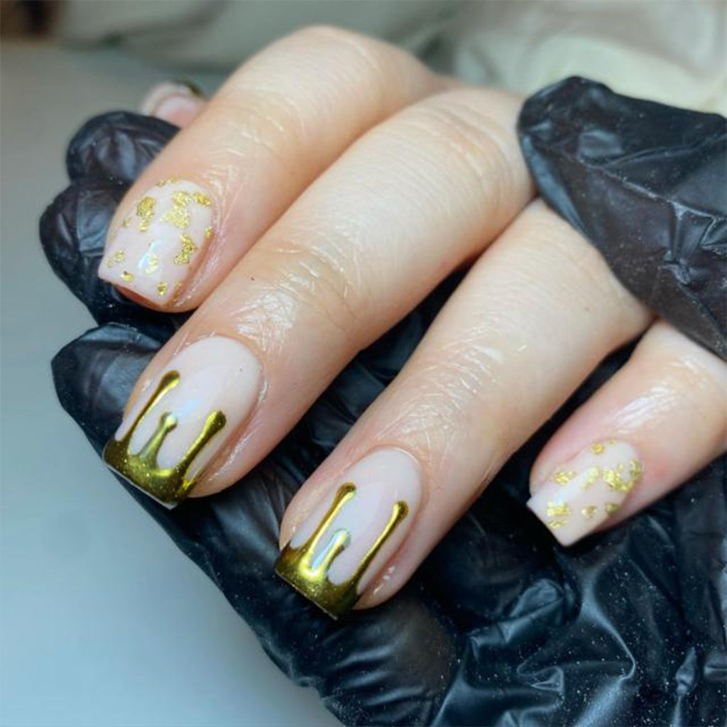Chrome Drip and Foil Nails