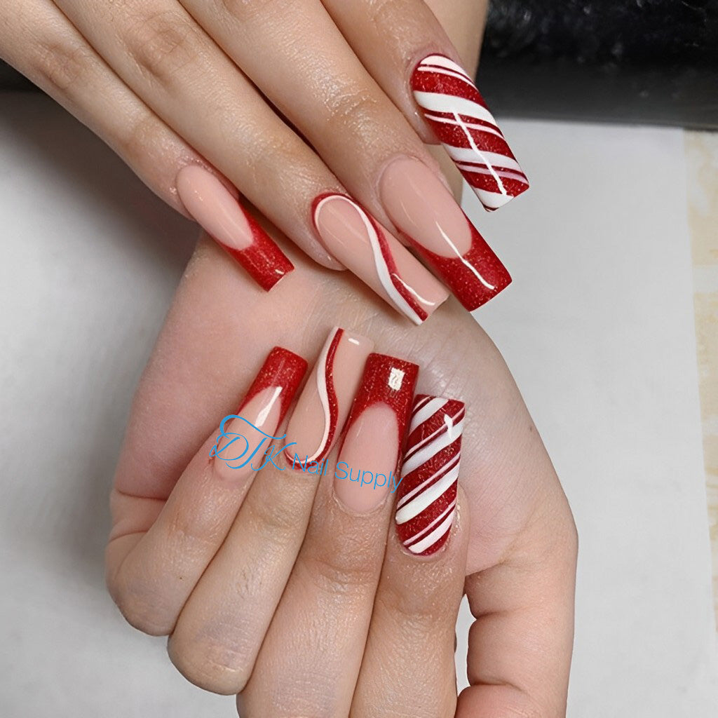 Classic Candy Cane Nails