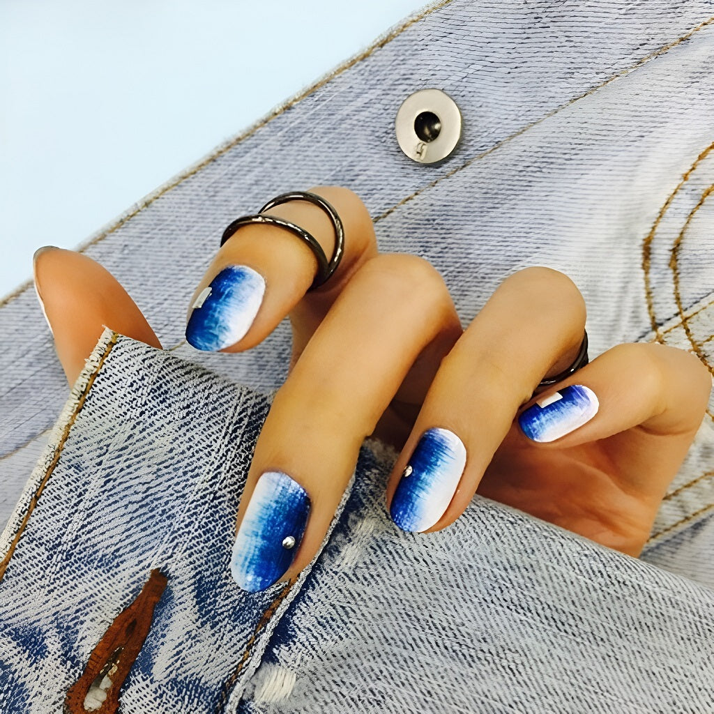 Distressed Two-Color Denim Nails