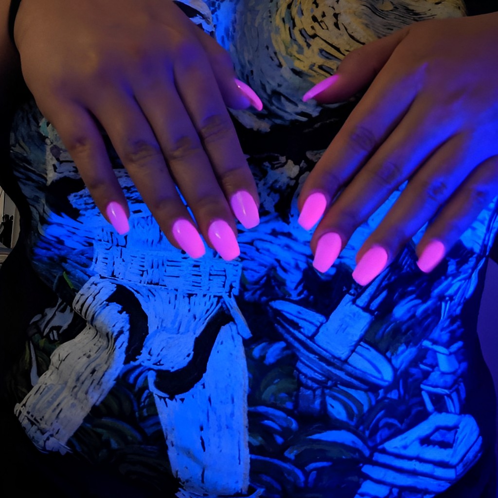 Glow-in-the-Dark Pink Nails