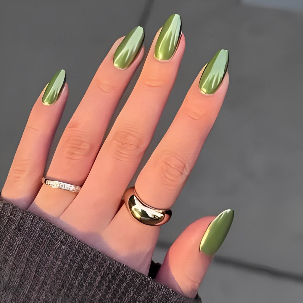 Green Chrome Taurus Nails