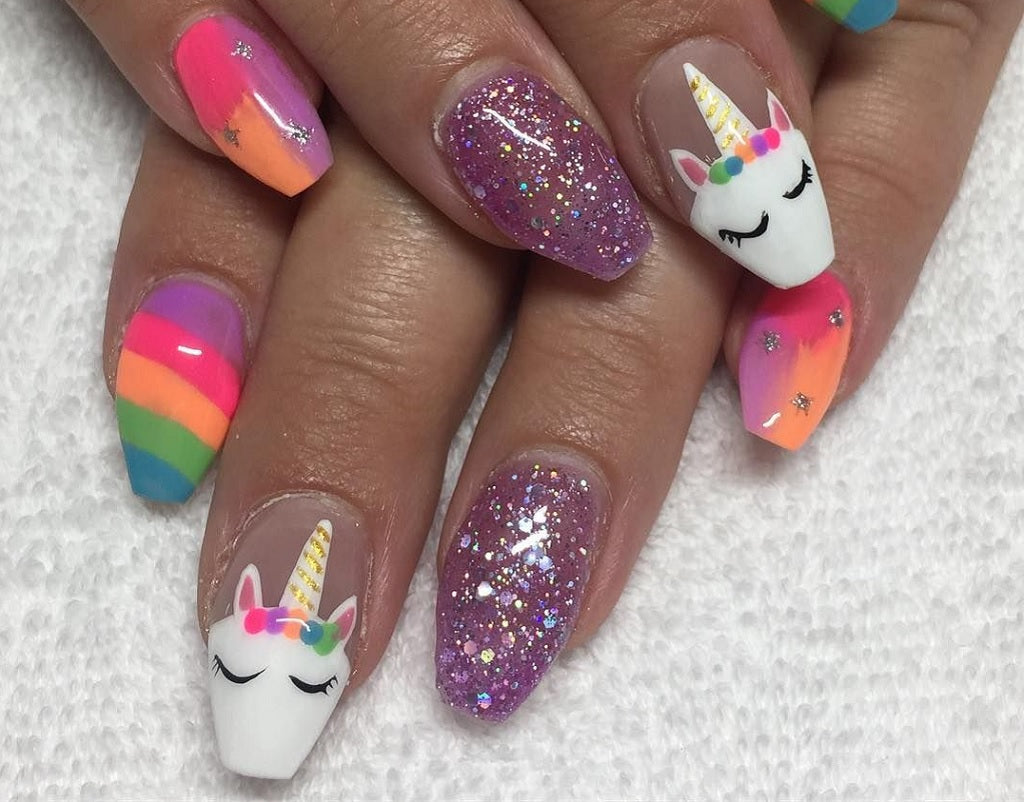 Hand-painted Unicorn Nails