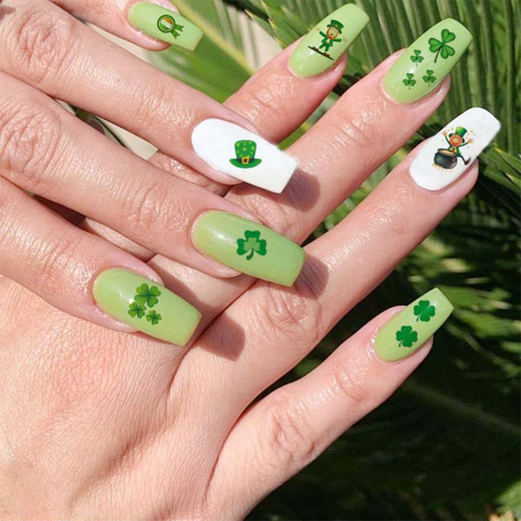 How to Draw a Shamrock on Nails?