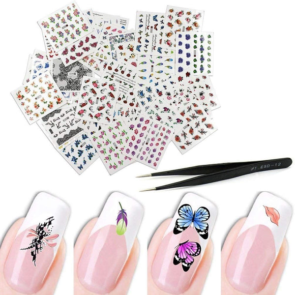 KINGMAS 50 Sheets Different Styles Pattern DIY Nail Art Stickers