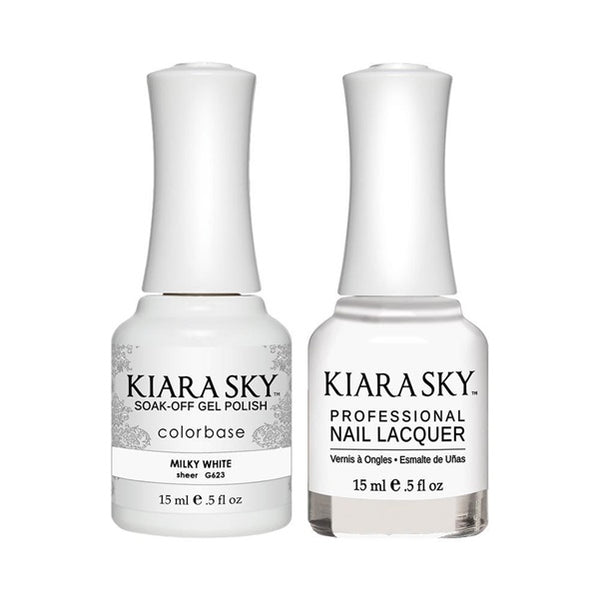 Kiara Sky 623 Milky White - Kiara Sky Gel Polish & Matching Nail Lacquer Duo Set