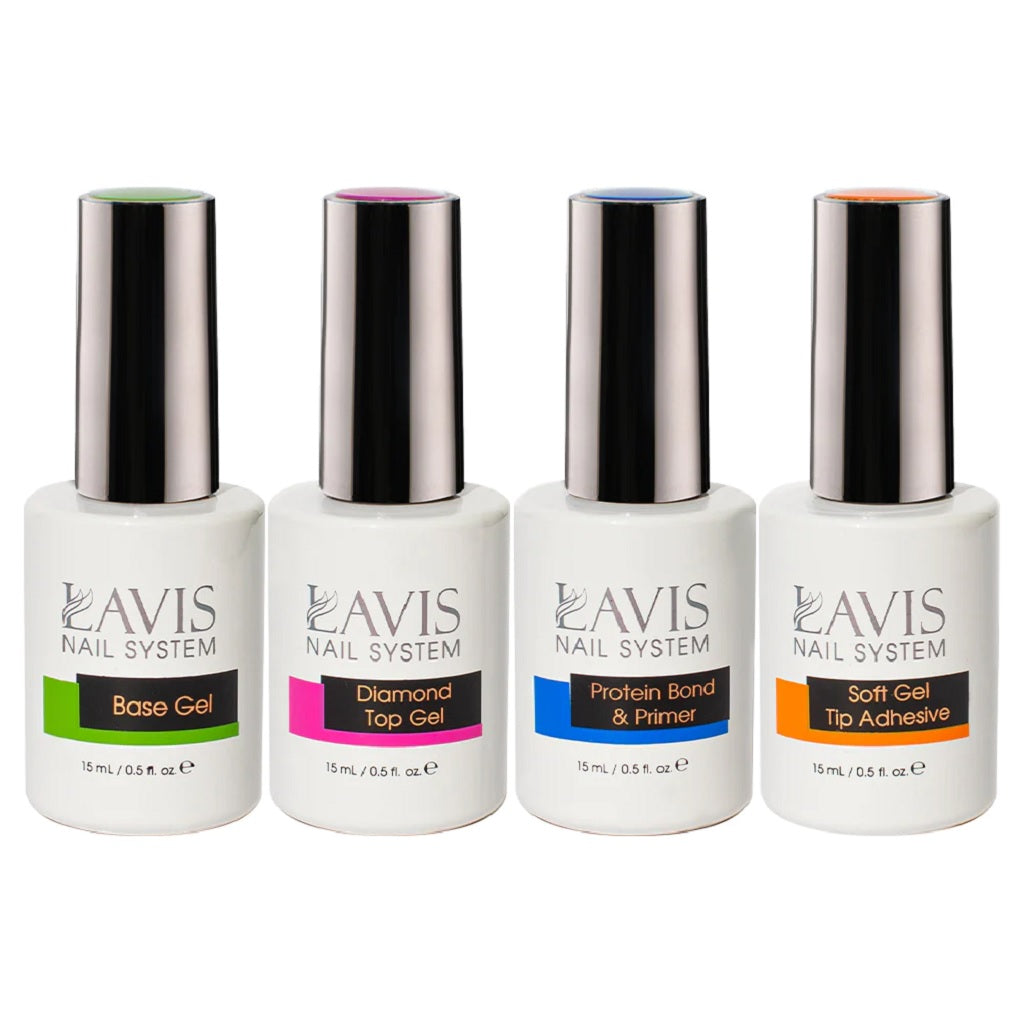 LAVIS Gel Base, Diamond Top, Protein Bond & Primer, Soft Gel Tip Adhesive