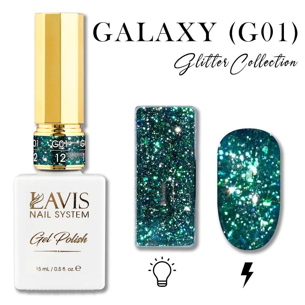 LAVIS Glitter G01 - 12 - Gel Polish - Galaxy Collection