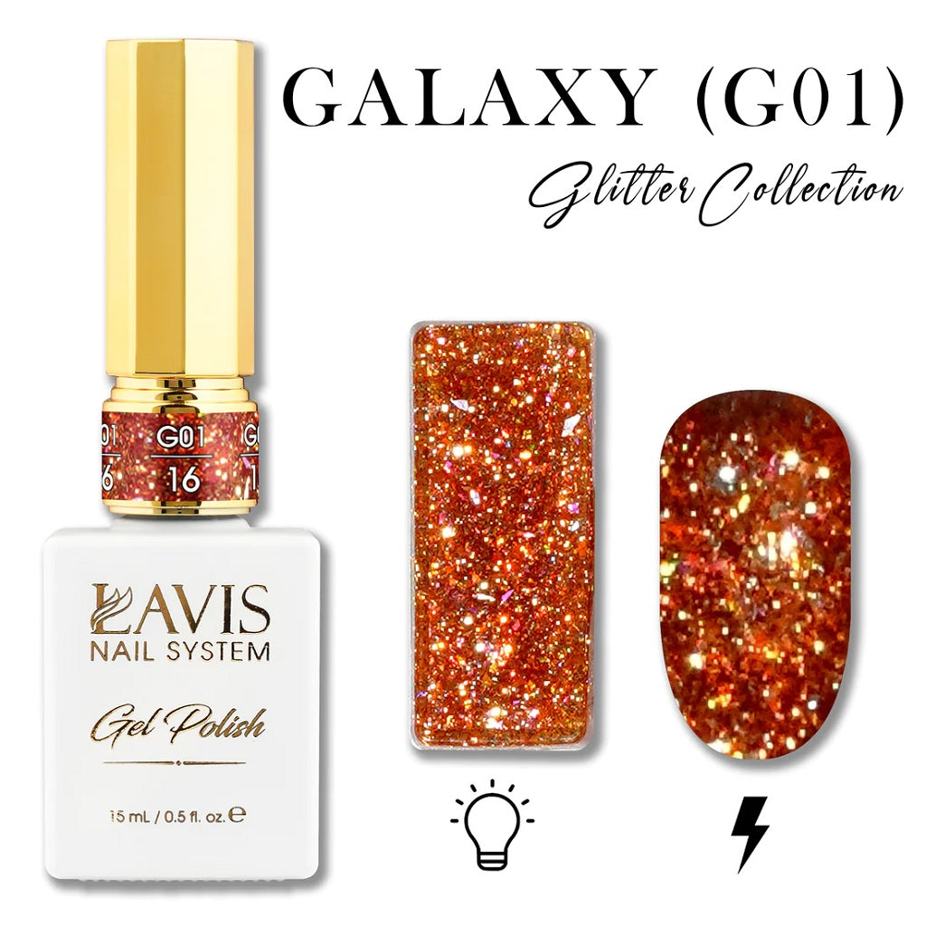 LAVIS Glitter G01 - 16 - Gel Polish - Galaxy Collection