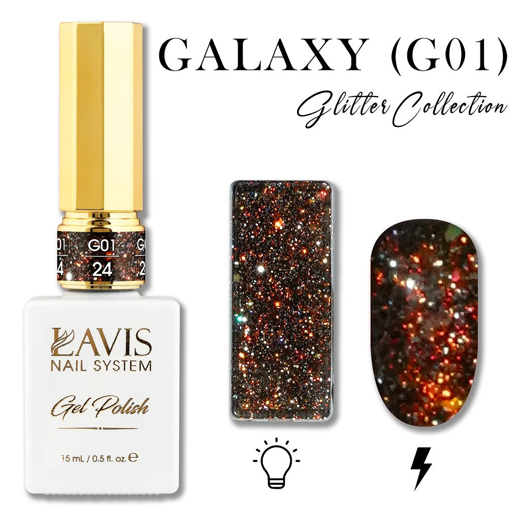 LAVIS Glitter G01 - 24 - Gel Polish - Galaxy Collection