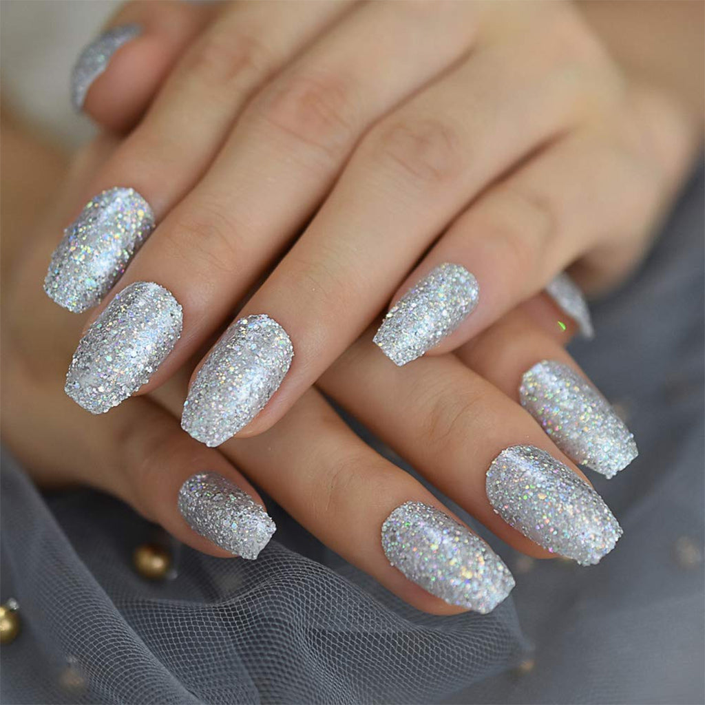 Silver glitter gel nail polish