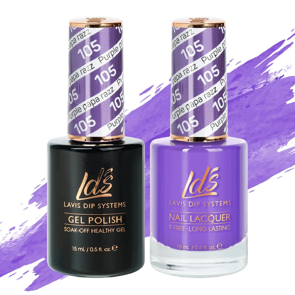 LDS Gel Nail Polish Duo - 105 Purple Colors - Purple Papa Razzi