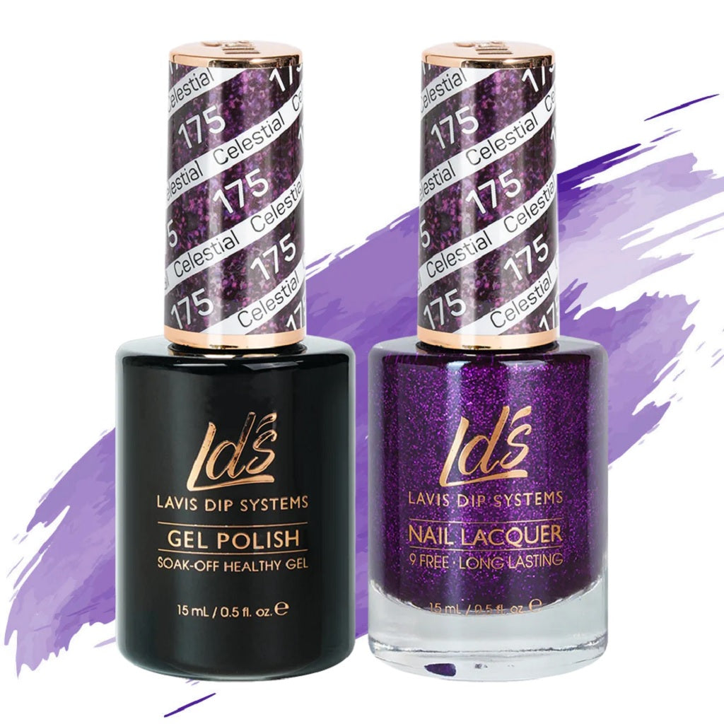 LDS Gel Nail Polish Duo - 175 Glitter, Purple Colors - Celestial