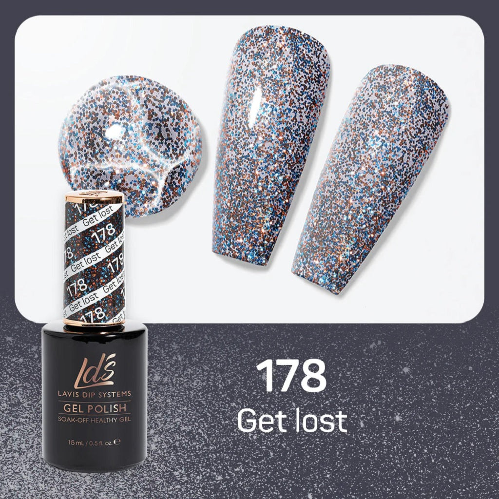 LDS Gel Polish 178 - Black, Glitter Colors - Get Lost