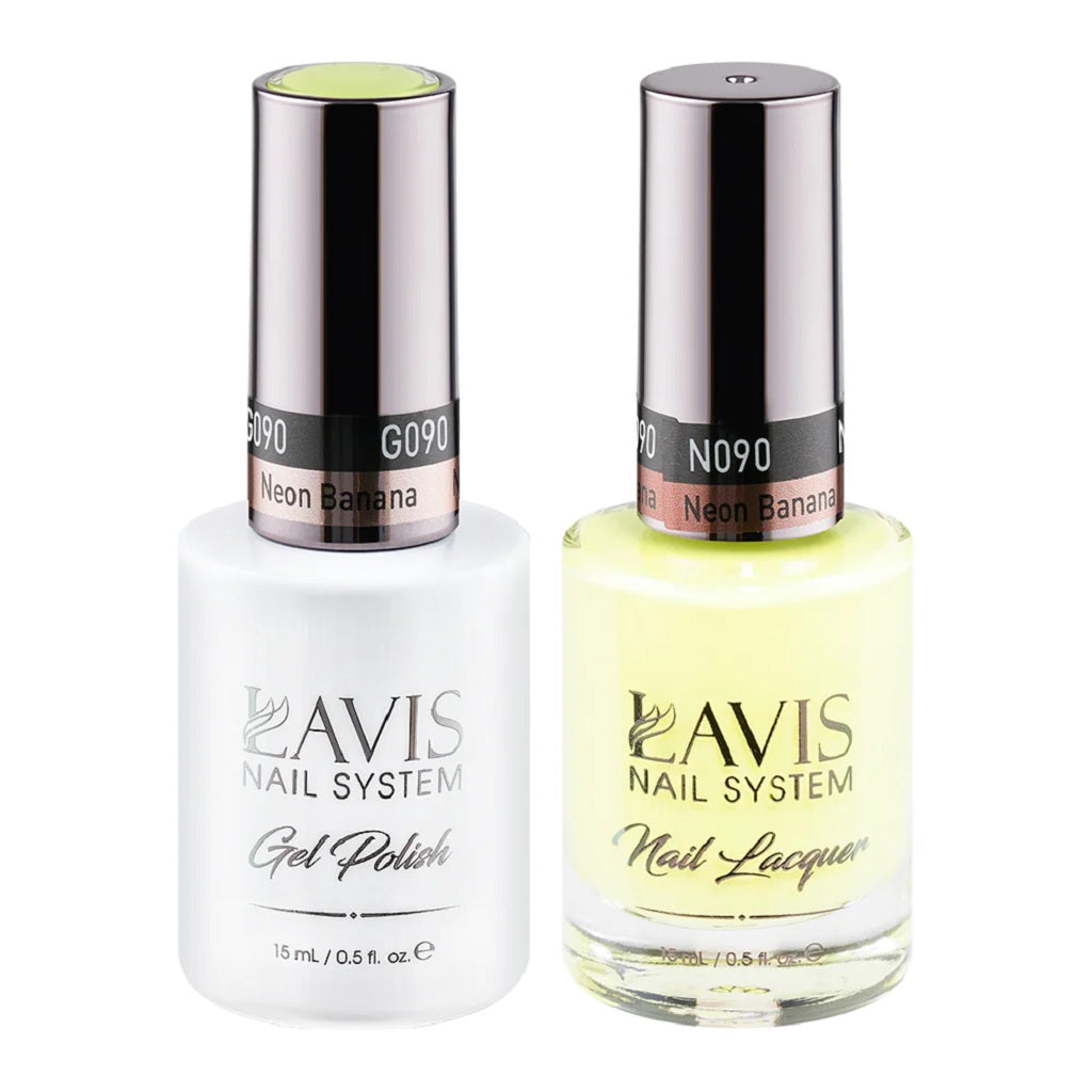 Lavis Gel Nail Polish Duo - 090 Yellow, Green, Neon Colors - Neon Banana