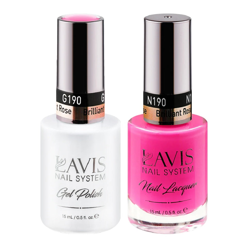 Lavis Gel Nail Polish Duo - 190 Pink Colors - Brilliant Rose