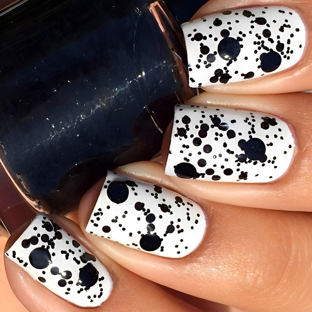 Monochrome Splatter Nails