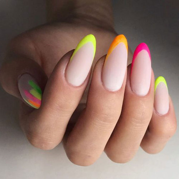 Neon Colors on French Manicure