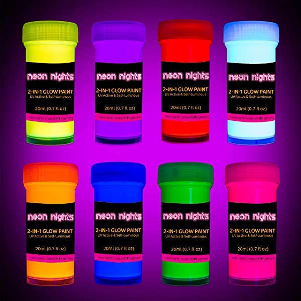 Neon Nights Glow in the Dark Paint set for UV and Backlight