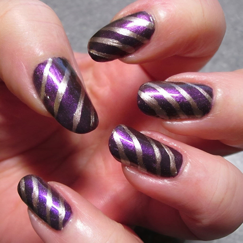 Purple and Silver Chrome Nails