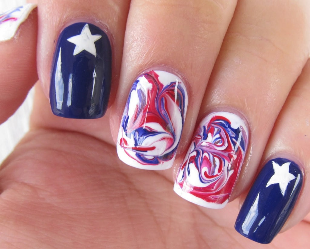 Red, white, and blue nails