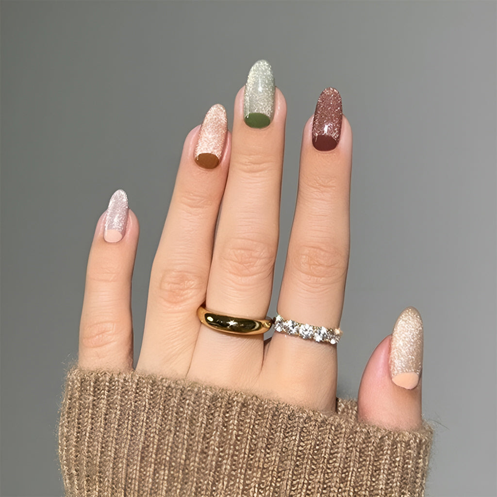 Reverse French Manicure with Cozy Colors