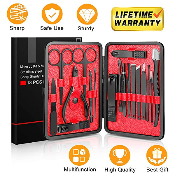 Updated 2019 Version 18 in 1 Stainless Steel Manicure Set by Hunwoo